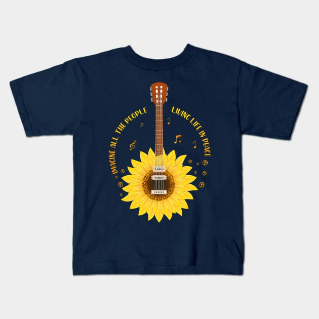 Imagine All The People Living In Peace Kids T-Shirt by Anonic